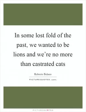 In some lost fold of the past, we wanted to be lions and we’re no more than castrated cats Picture Quote #1