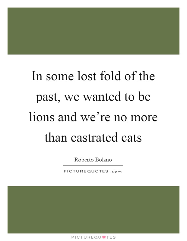 In some lost fold of the past, we wanted to be lions and we're no more than castrated cats Picture Quote #1