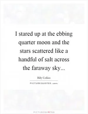 I stared up at the ebbing quarter moon and the stars scattered like a handful of salt across the faraway sky Picture Quote #1