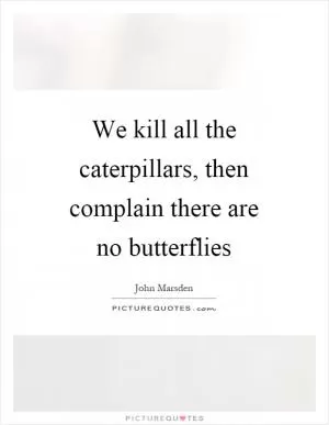 We kill all the caterpillars, then complain there are no butterflies Picture Quote #1