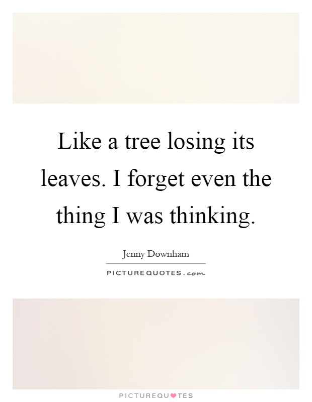 Like a tree losing its leaves. I forget even the thing I was thinking Picture Quote #1