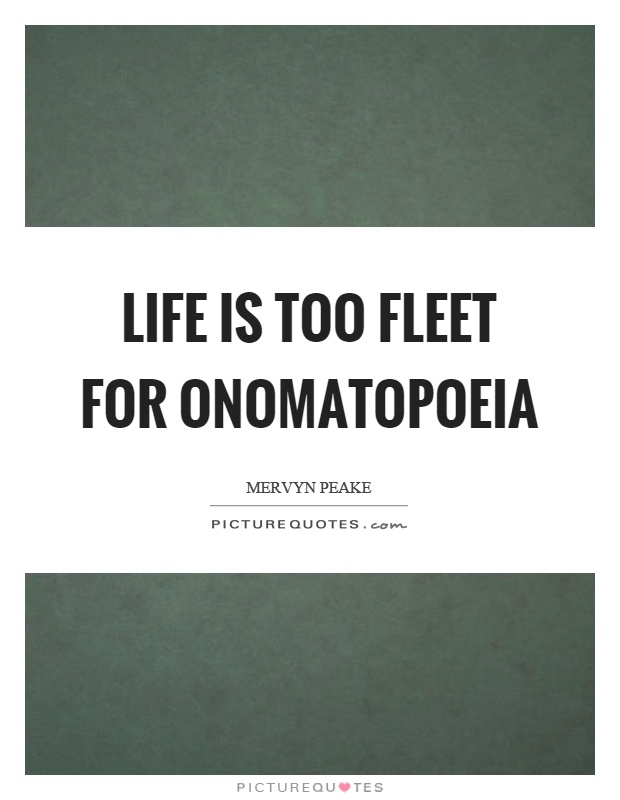 Life is too fleet for onomatopoeia Picture Quote #1