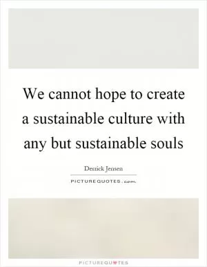 We cannot hope to create a sustainable culture with any but sustainable souls Picture Quote #1
