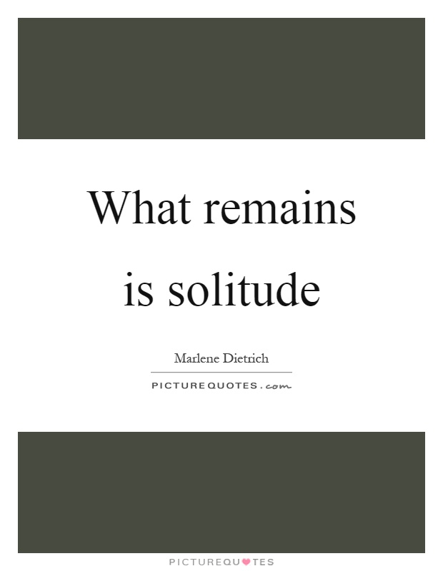 What remains is solitude Picture Quote #1