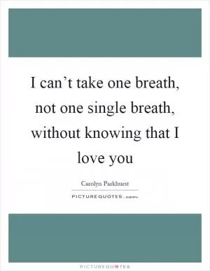 I can’t take one breath, not one single breath, without knowing that I love you Picture Quote #1