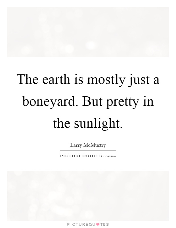 The earth is mostly just a boneyard. But pretty in the sunlight Picture Quote #1