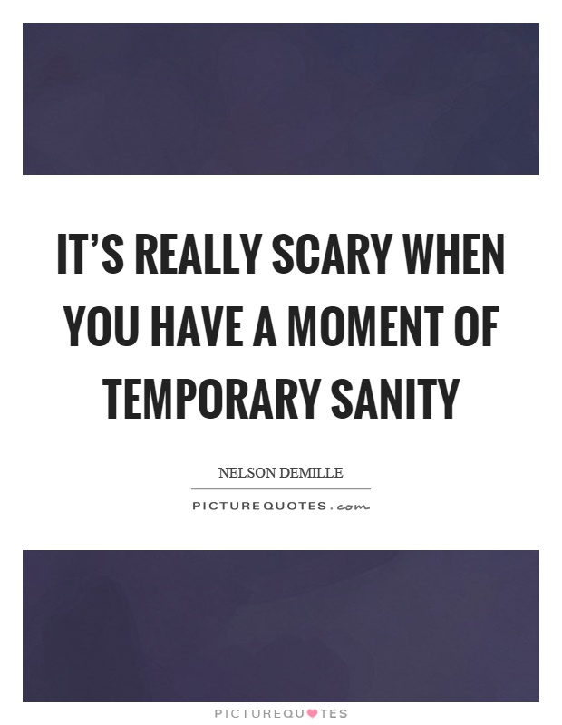 It's really scary when you have a moment of temporary sanity Picture Quote #1
