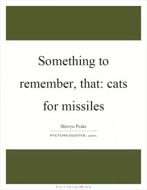 Something to remember, that: cats for missiles Picture Quote #1
