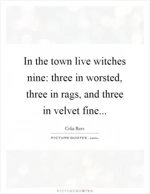 In the town live witches nine: three in worsted, three in rags, and three in velvet fine Picture Quote #1