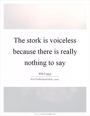 The stork is voiceless because there is really nothing to say Picture Quote #1