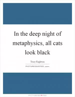 In the deep night of metaphysics, all cats look black Picture Quote #1