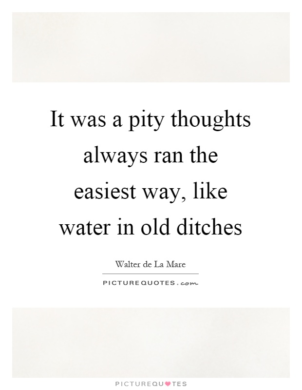 It was a pity thoughts always ran the easiest way, like water in old ditches Picture Quote #1