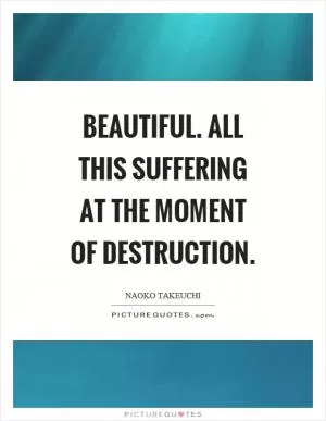 Beautiful. All this suffering at the moment of destruction Picture Quote #1