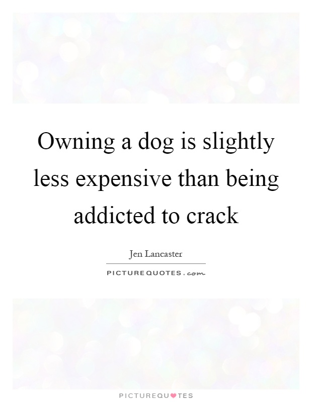 Owning a dog is slightly less expensive than being addicted to crack Picture Quote #1