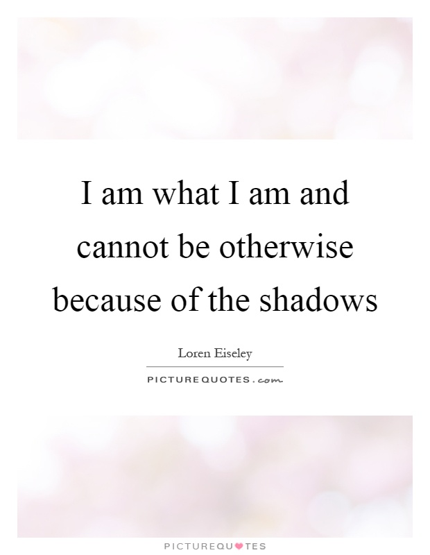 I am what I am and cannot be otherwise because of the shadows Picture Quote #1