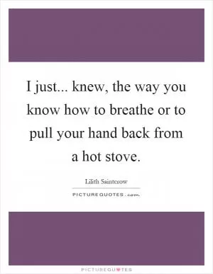 I just... knew, the way you know how to breathe or to pull your hand back from a hot stove Picture Quote #1