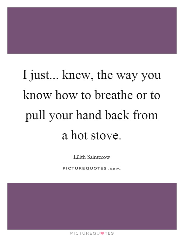 I just... knew, the way you know how to breathe or to pull your hand back from a hot stove Picture Quote #1