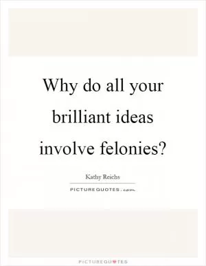 Why do all your brilliant ideas involve felonies? Picture Quote #1