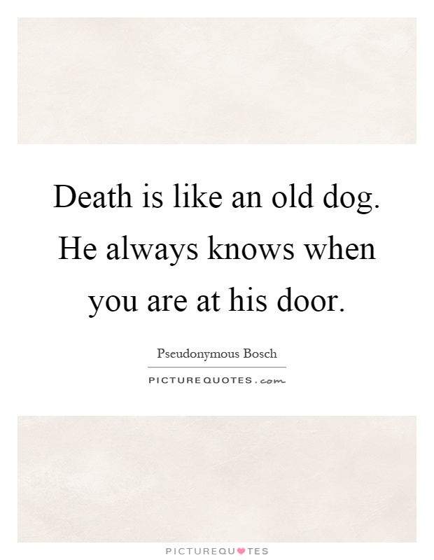 Death is like an old dog. He always knows when you are at his door Picture Quote #1