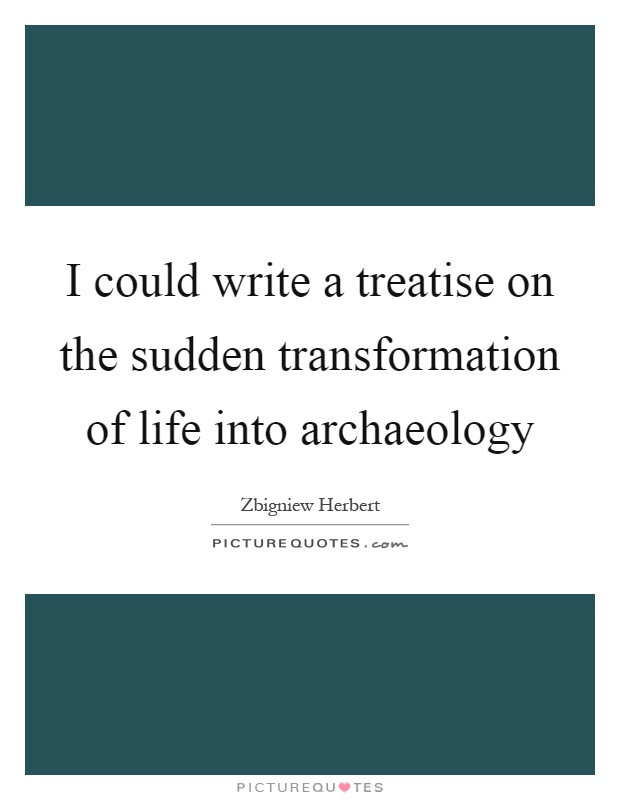 I could write a treatise on the sudden transformation of life into archaeology Picture Quote #1