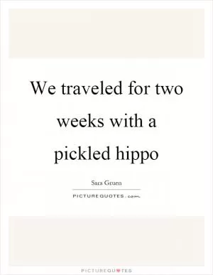 We traveled for two weeks with a pickled hippo Picture Quote #1