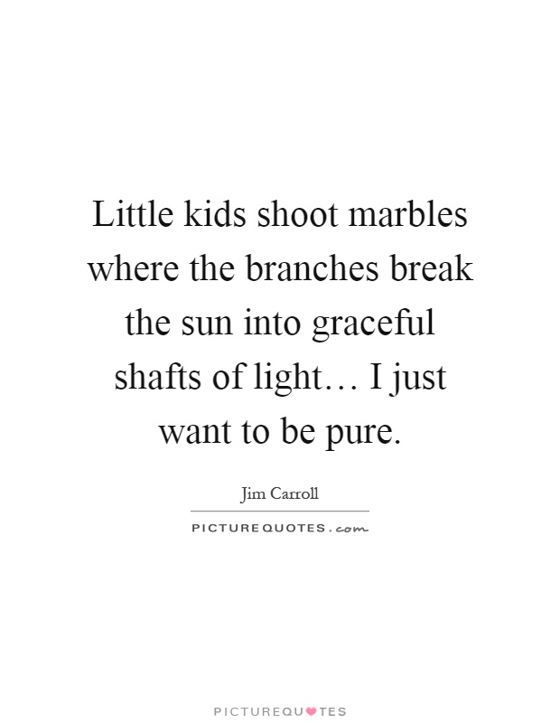 Little kids shoot marbles where the branches break the sun into graceful shafts of light… I just want to be pure Picture Quote #1