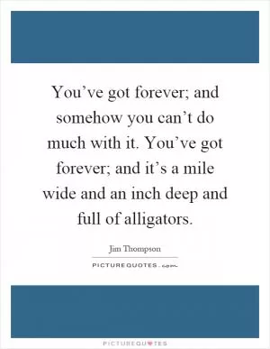 You’ve got forever; and somehow you can’t do much with it. You’ve got forever; and it’s a mile wide and an inch deep and full of alligators Picture Quote #1
