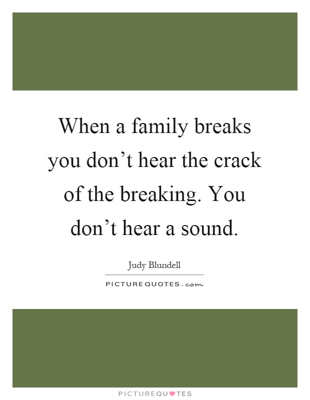When a family breaks you don't hear the crack of the breaking. You don't hear a sound Picture Quote #1