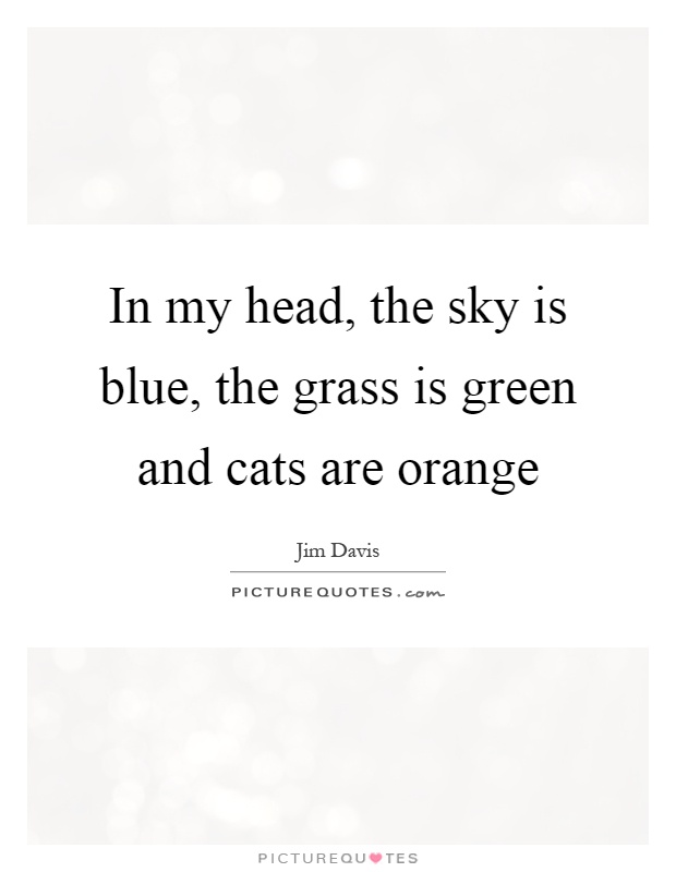 In my head, the sky is blue, the grass is green and cats are orange Picture Quote #1