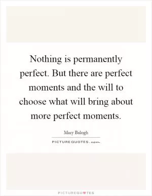 Nothing is permanently perfect. But there are perfect moments and the will to choose what will bring about more perfect moments Picture Quote #1