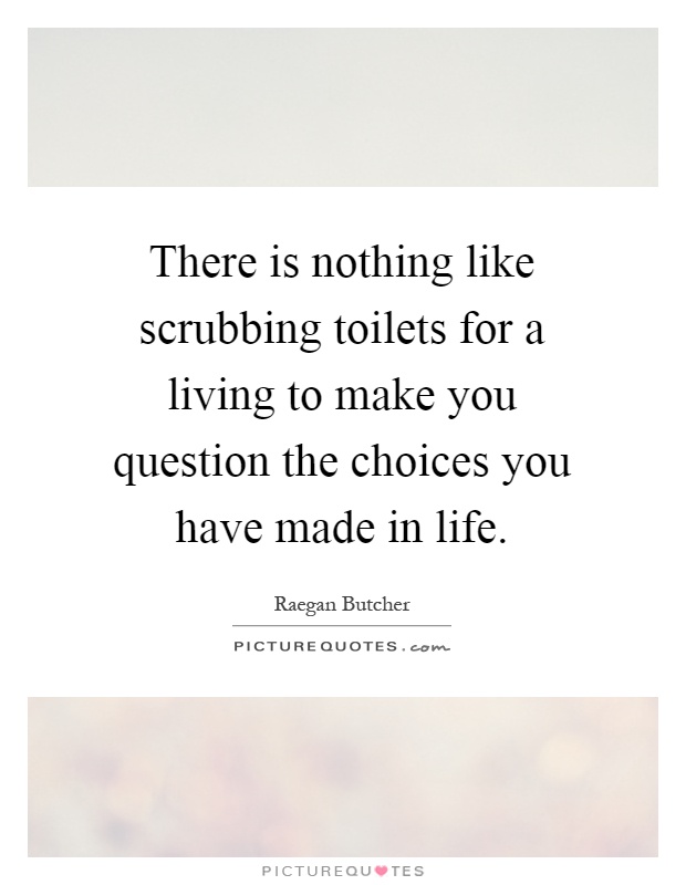 There is nothing like scrubbing toilets for a living to make you question the choices you have made in life Picture Quote #1