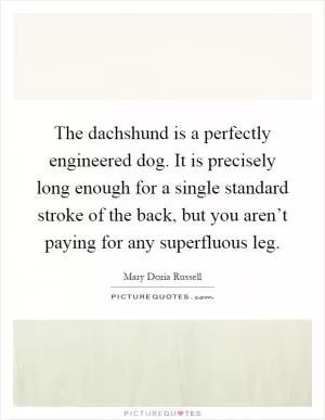 The dachshund is a perfectly engineered dog. It is precisely long enough for a single standard stroke of the back, but you aren’t paying for any superfluous leg Picture Quote #1