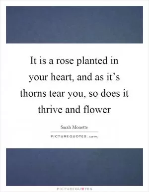 It is a rose planted in your heart, and as it’s thorns tear you, so does it thrive and flower Picture Quote #1