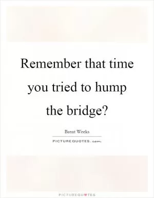 Remember that time you tried to hump the bridge? Picture Quote #1