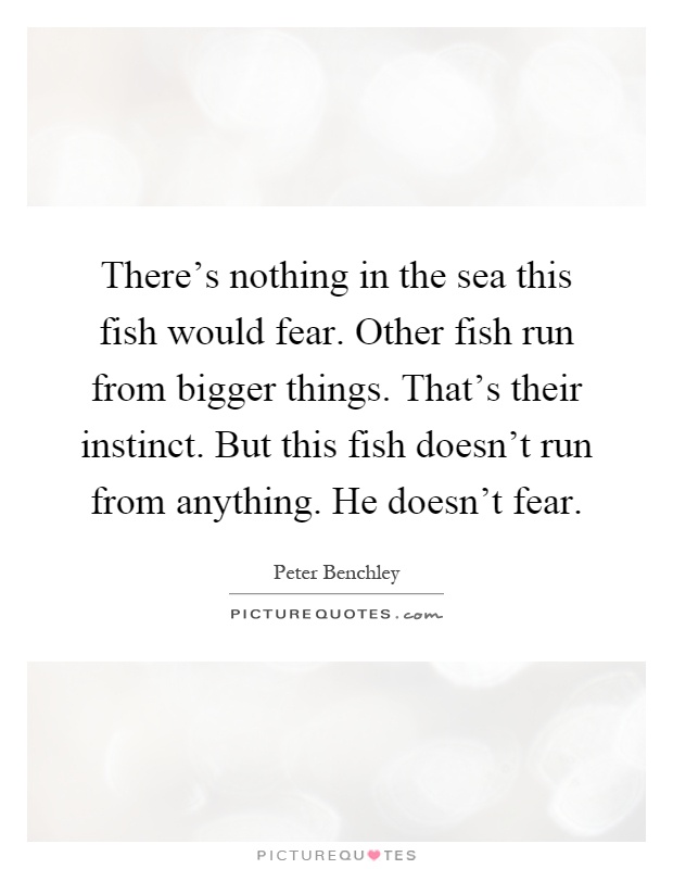 There's nothing in the sea this fish would fear. Other fish run from bigger things. That's their instinct. But this fish doesn't run from anything. He doesn't fear Picture Quote #1