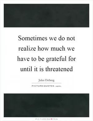 Sometimes we do not realize how much we have to be grateful for until it is threatened Picture Quote #1