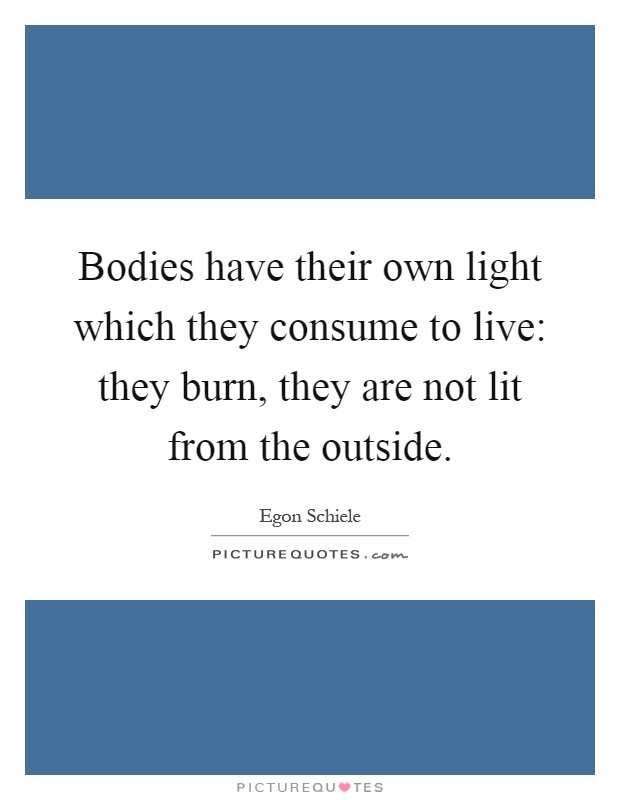 Bodies have their own light which they consume to live: they burn, they are not lit from the outside Picture Quote #1