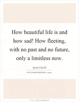 How beautiful life is and how sad! How fleeting, with no past and no future, only a limitless now Picture Quote #1