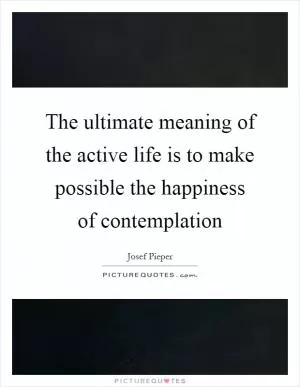 The ultimate meaning of the active life is to make possible the happiness of contemplation Picture Quote #1