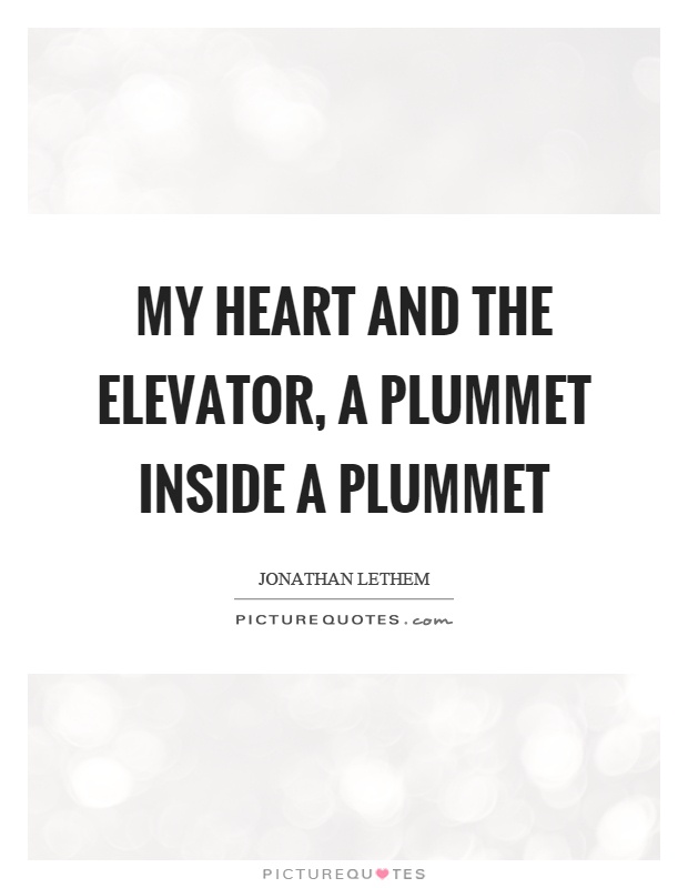 My heart and the elevator, a plummet inside a plummet Picture Quote #1