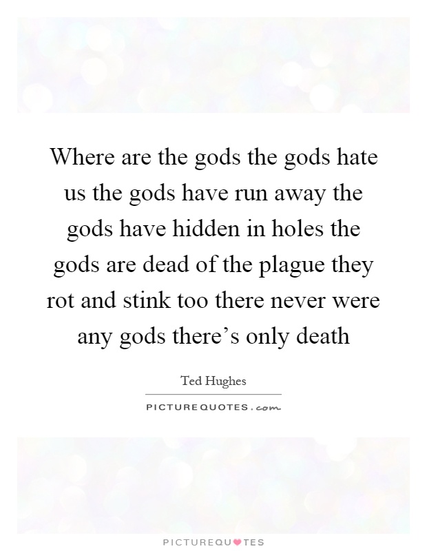 Where are the gods the gods hate us the gods have run away the gods have hidden in holes the gods are dead of the plague they rot and stink too there never were any gods there's only death Picture Quote #1