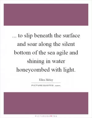 ... to slip beneath the surface and soar along the silent bottom of the sea agile and shining in water honeycombed with light Picture Quote #1