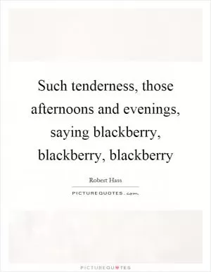 Such tenderness, those afternoons and evenings, saying blackberry, blackberry, blackberry Picture Quote #1