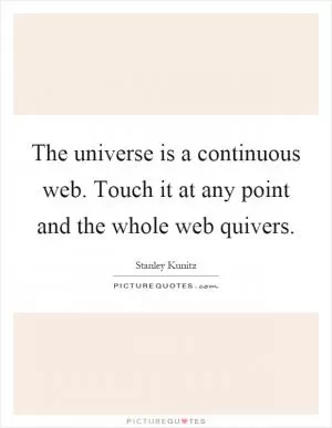 The universe is a continuous web. Touch it at any point and the whole web quivers Picture Quote #1