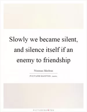 Slowly we became silent, and silence itself if an enemy to friendship Picture Quote #1