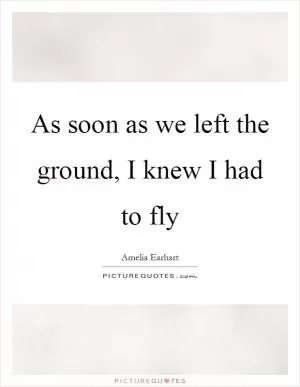 As soon as we left the ground, I knew I had to fly Picture Quote #1