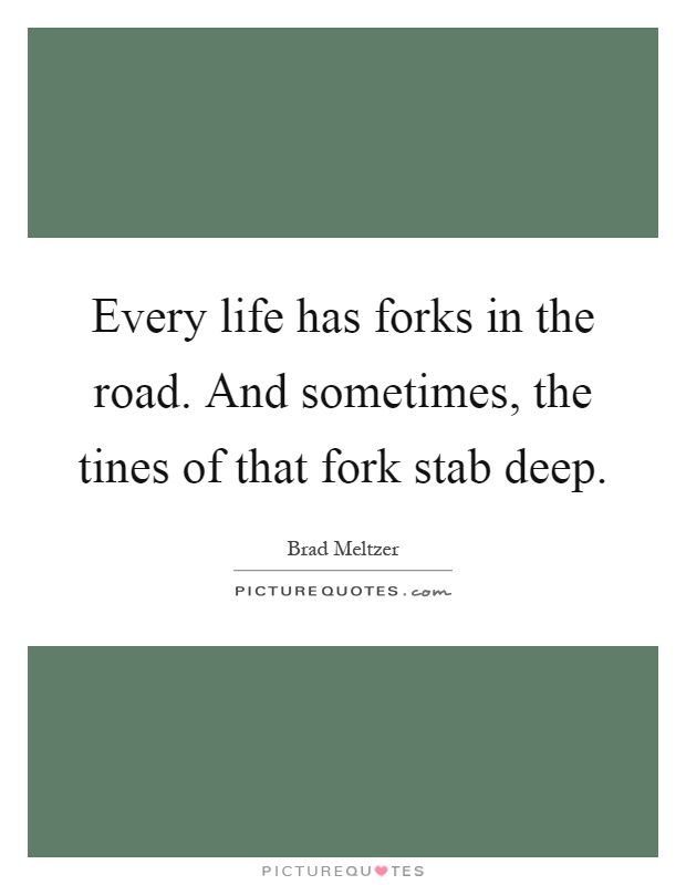 Every life has forks in the road. And sometimes, the tines of that fork stab deep Picture Quote #1