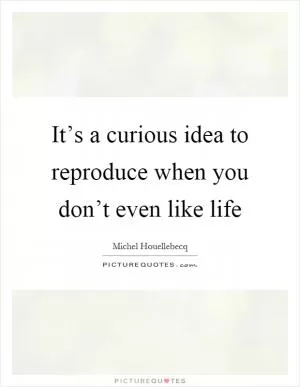 It’s a curious idea to reproduce when you don’t even like life Picture Quote #1