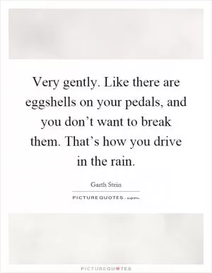 Very gently. Like there are eggshells on your pedals, and you don’t want to break them. That’s how you drive in the rain Picture Quote #1