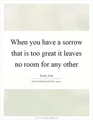When you have a sorrow that is too great it leaves no room for any other Picture Quote #1